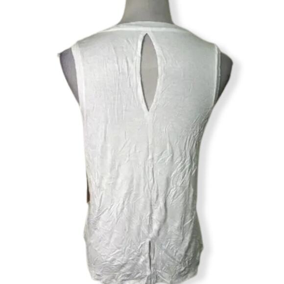 Halogen Sleeveless Tank Top Crew Neck Keyhole Back Sleeveless White Medium NWT - Picture 5 of 10